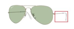 Hastes originais Ray-Ban RB3025 Aviator, cor 019 · Prateado mate