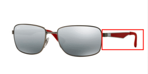 Hastes originais Ray-Ban RB3529, cor 029/88 · Mate gunmetal vermelho