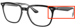 Hastes originais Ray-Ban RB4362V visão, cor 2034 · Superior preto sobre transparente