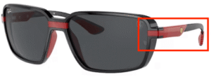 Hastes originais Ray-Ban RB8360M, cor F601 · Ferrari preto brilhante