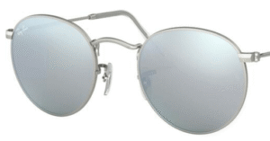 Lentes originais Ray-Ban RB3447 Round Metal, cor 30 · Verde claro espelhado total prateado
