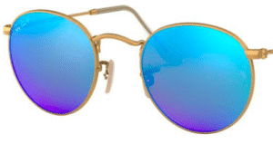 Lentes originais Ray-Ban RB3447 Round Metal, cor 4L · Azul flash polarizado