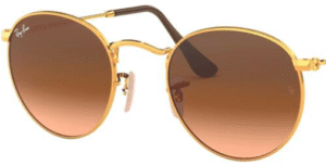 Lentes originais Ray-Ban RB3447 Round Metal, cor A5 · Castanho degradé