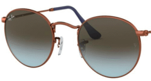 Lentes originais Ray-Ban RB3447 Round Metal, cor 96 · Castanho degradé azul
