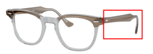 Hastes originais Ray-Ban RB5398 Hawkeye, cor 8112 · Castanho sobre trasparent cinzento