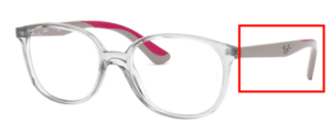 Hastes originais Ray-Ban RB1598 Junior visão, cor 3832 · Transparente