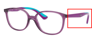 Hastes originais Ray-Ban RB1598 Junior visão, cor 3776 · Transparente violeta