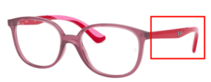 Hastes originais Ray-Ban RB1598 Junior visão, cor 3777 · Transparente vermelho