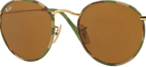 Lentes originais Ray-Ban RB3447 Round Metal, cor 33 · Castanho
