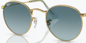 Lentes originais Ray-Ban RB3447 Round Metal, cor 3M · Azul degradé