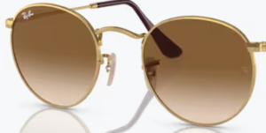 Lentes originais Ray-Ban RB3447 Round Metal, cor 51 · Castanho claro degradé