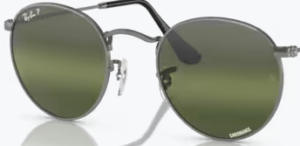 Lentes originais Ray-Ban RB3447 Round Metal, cor G4 · Polarizado transparente degradé verde escuro