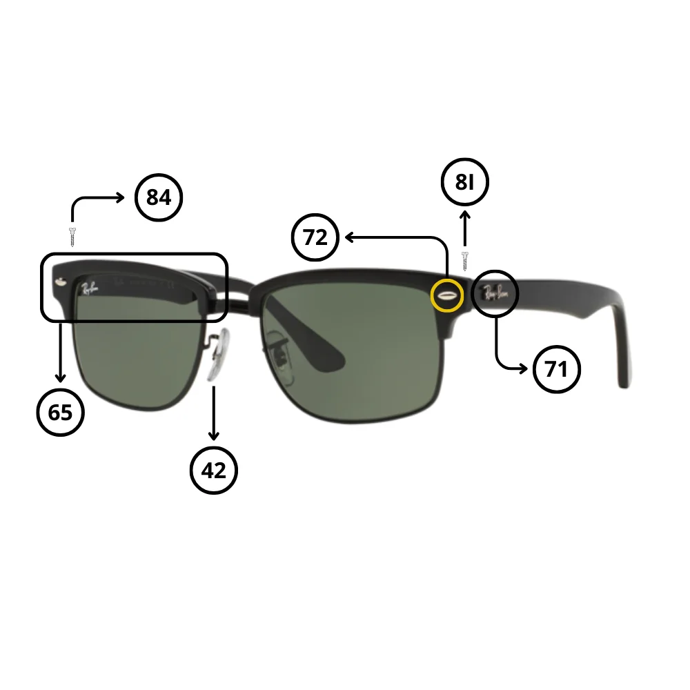 Peças de reposição Ray-Ban RB4190 CLUBMASTER SQUERE Originais